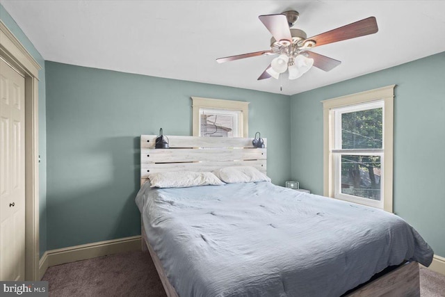 708 Maryland Ave, York, PA 17404 - carpeted bedroom with a closet, multiple windows, and a ceiling fan