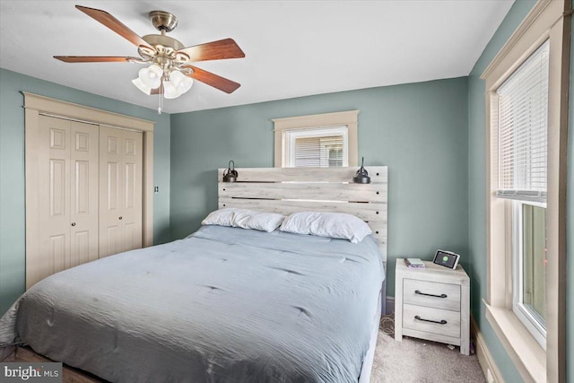 708 Maryland Ave, York, PA 17404 - carpeted bedroom with a closet and a ceiling fan