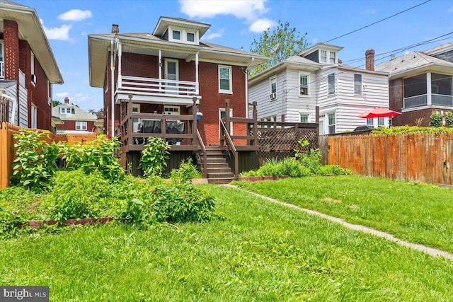 708 Maryland Ave, York, PA 17404 - rear view of property with brick siding and a wooden deck