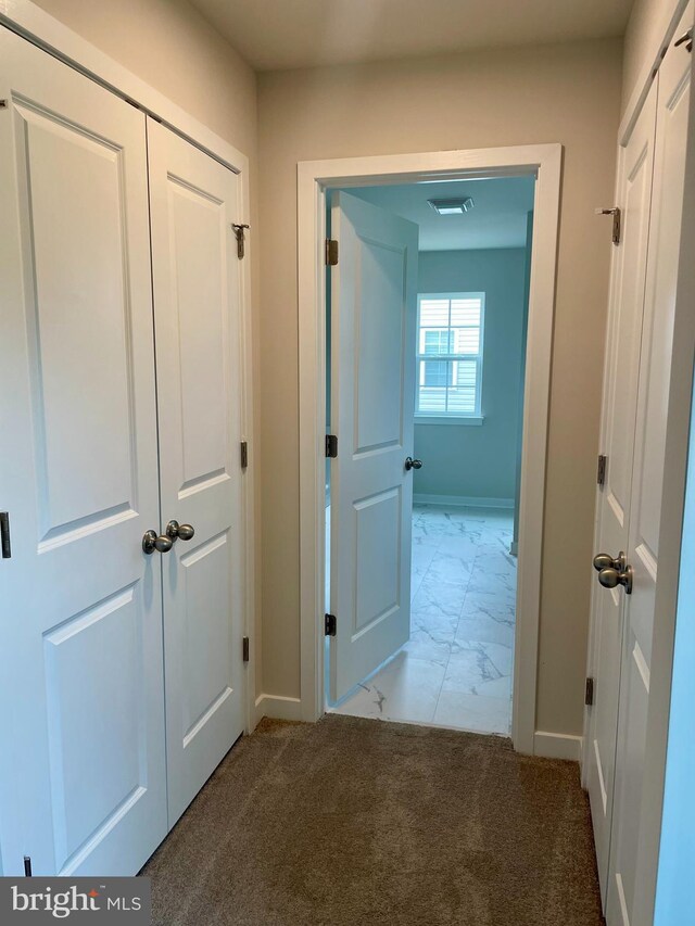 340 Coralroot Dr, Townsend, DE 19734 - hallway with baseboards and marble finish floors