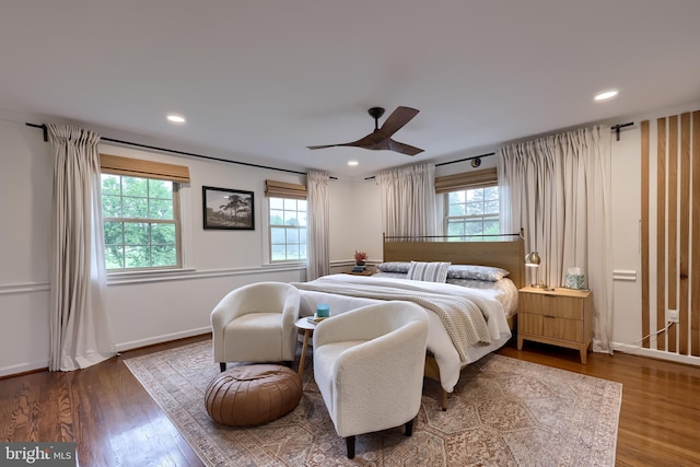 1228 Hunsicker Rd, Lancaster, PA 17601 - bedroom with multiple windows, wood finished floors, recessed lighting, and a ceiling fan