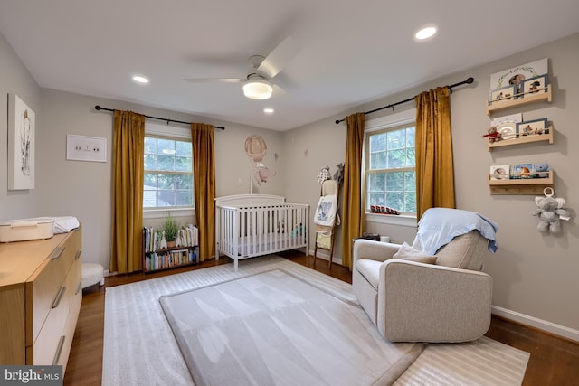 1228 Hunsicker Rd, Lancaster, PA 17601 - bedroom with wood finished floors, a nursery area, recessed lighting, and ceiling fan