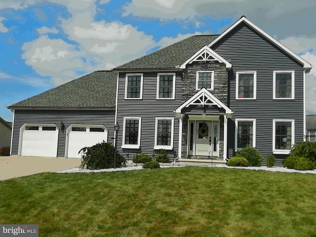 11 Rolling Ridge Dr, Milton, PA 17847 - colonial house with driveway, a garage, a front yard, and a shingled roof