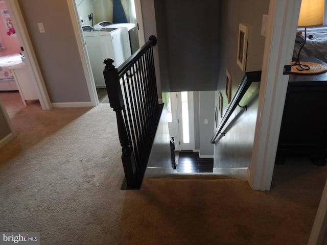 11 Rolling Ridge Dr, Milton, PA 17847 - staircase featuring carpet and washer and clothes dryer