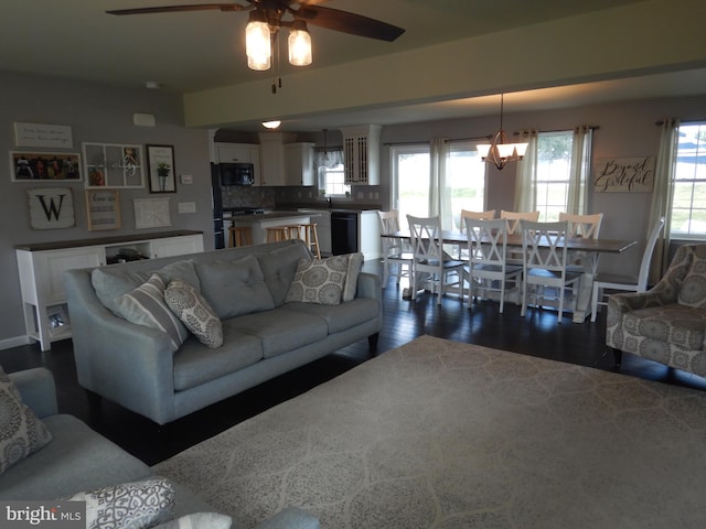 11 Rolling Ridge Dr, Milton, PA 17847 - living area featuring ceiling fan and dark wood finished floors