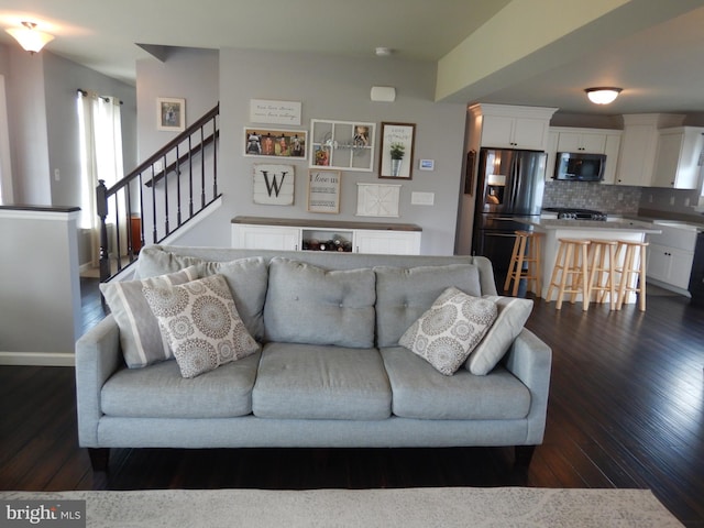 11 Rolling Ridge Dr, Milton, PA 17847 - living area featuring dark wood-style flooring and stairway