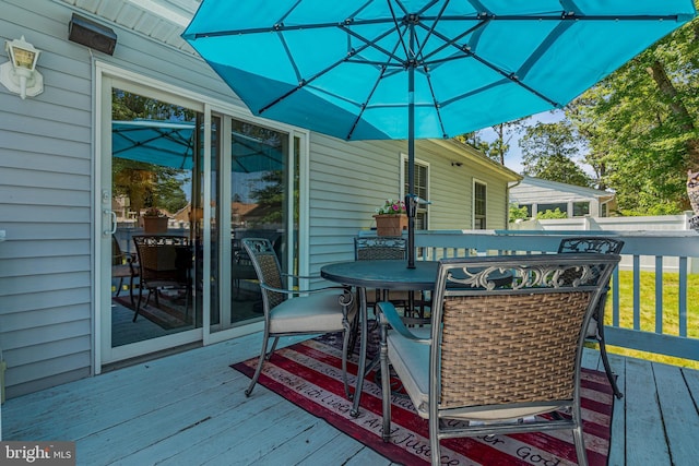414 Riverview Rd, Forked River, NJ 08731 - wooden terrace featuring outdoor dining area