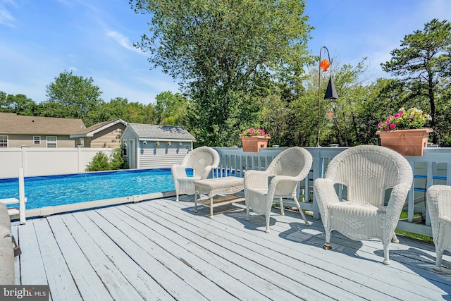 414 Riverview Rd, Forked River, NJ 08731 - wooden deck with a storage shed