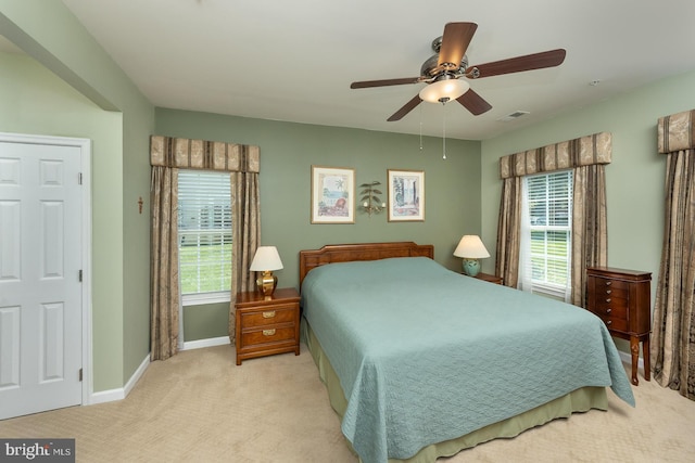 637 Wallingford Rd Unit 202, Bel Air, MD 21014 - bedroom with multiple windows, light carpet, and a ceiling fan