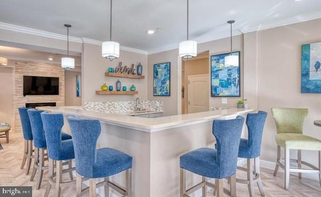 637 Wallingford Rd Unit 202, Bel Air, MD 21014 - indoor wet bar with ornamental molding and decorative light fixtures