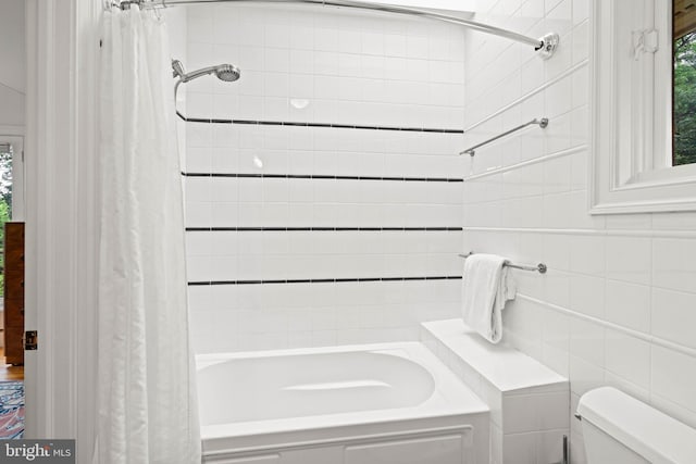 2714 Quebec St NW, Washington, DC 20008 - full bath with tile walls and shower / tub combo with curtain