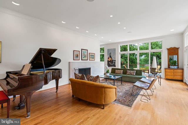 2714 Quebec St NW, Washington, DC 20008 - living area with wood finished floors, crown molding, and recessed lighting