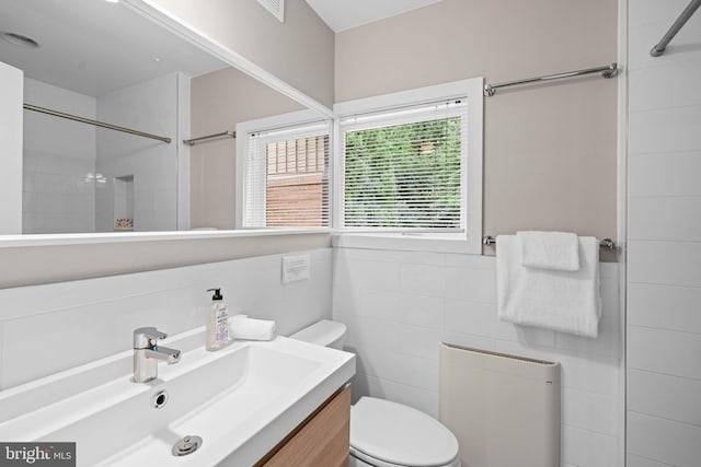 2714 Quebec St NW, Washington, DC 20008 - full bath with vanity, tile walls, and tiled shower