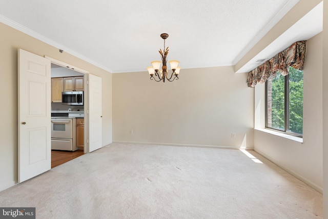 19385 Cypress Ridge Ter Unit 503, Leesburg, VA 20176 - carpeted spare room featuring ornamental molding and a chandelier