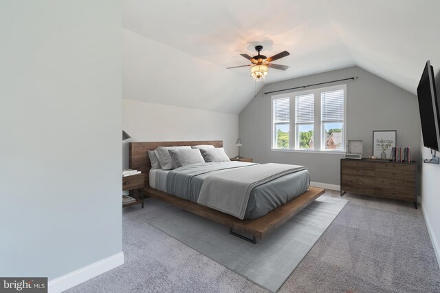 8266 Saint Francis Dr, Severn, MD 21144 - bedroom featuring vaulted ceiling, carpet, and a ceiling fan