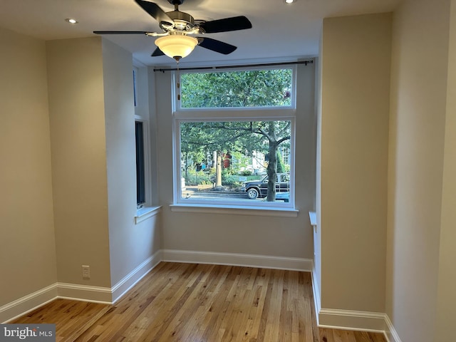1423 T St NW, Washington, DC 20009 - spare room with light wood-style floors, a ceiling fan, and recessed lighting