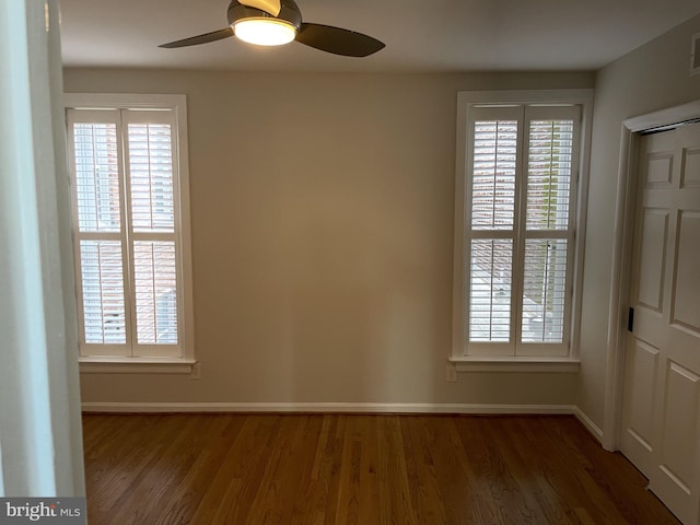 1423 T St NW, Washington, DC 20009 - unfurnished room with ceiling fan, wood finished floors, and healthy amount of natural light