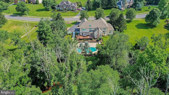 24 Montfort Dr, Belle Mead, NJ 08502 - view from above of property with a pool area