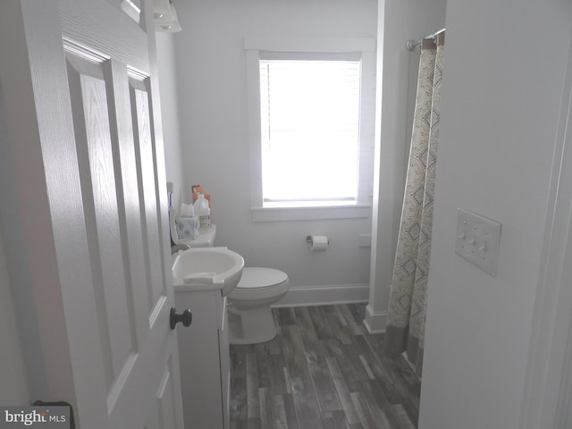 161 Main St, Southampton, NJ 08088 - full bath featuring vanity, wood finished floors, and a shower with curtain