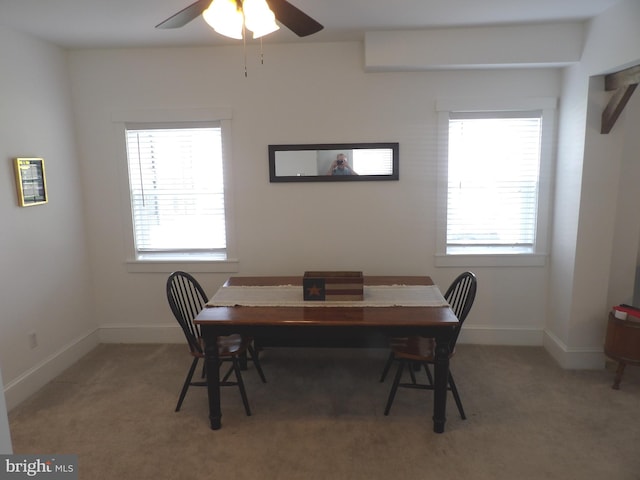 161 Main St, Southampton, NJ 08088 - carpeted dining area with healthy amount of natural light and a ceiling fan