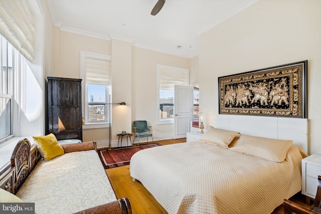 1425 Locust St Unit 33A, Philadelphia, PA 19102 - bedroom featuring wood finished floors, crown molding, and ceiling fan