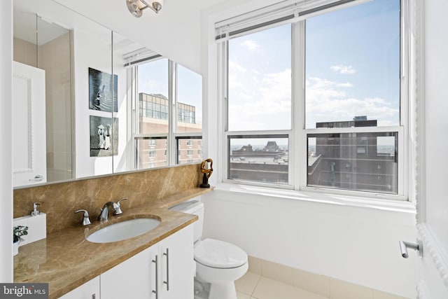 1425 Locust St Unit 33A, Philadelphia, PA 19102 - bathroom with vanity, backsplash, and tile patterned flooring