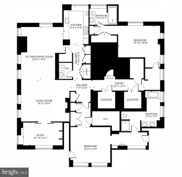 1425 Locust St Unit 33A, Philadelphia, PA 19102 - view of floor plan / room layout