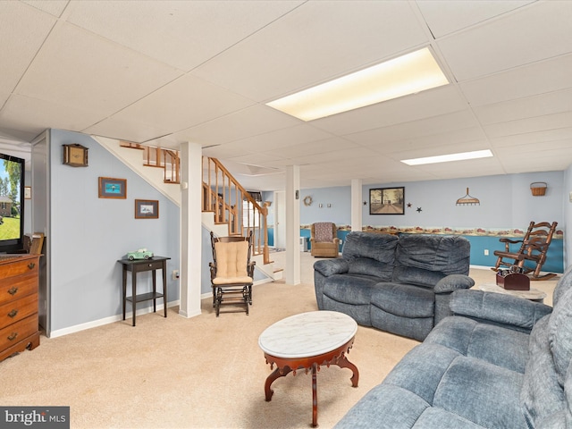 117 Amherst Ct, Stephens City, VA 22655 - living room with stairway, light colored carpet, and a drop ceiling