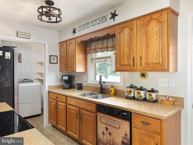 117 Amherst Ct, Stephens City, VA 22655 - kitchen with dishwasher, washer / clothes dryer, freestanding refrigerator, light countertops, and range with electric stovetop