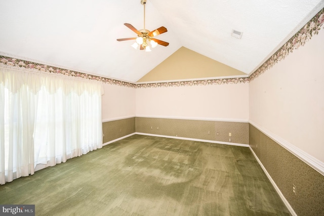 5599 Small Oak Ct, Woodbridge, VA 22192 - empty room with ceiling fan, lofted ceiling, and carpet floors