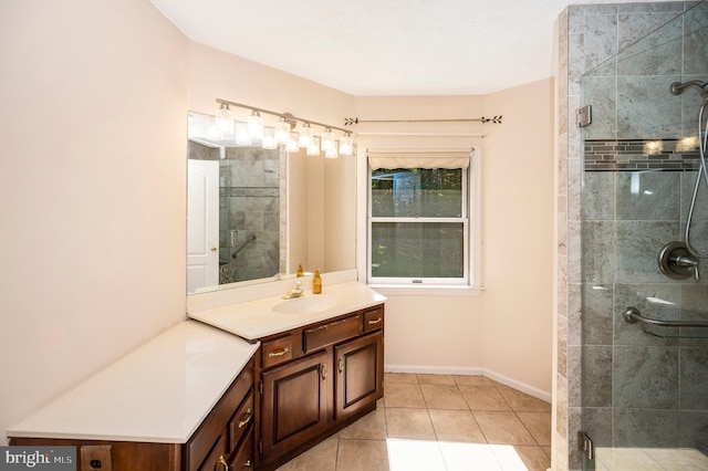 5599 Small Oak Ct, Woodbridge, VA 22192 - bathroom with vanity, tile patterned floors, and a shower stall