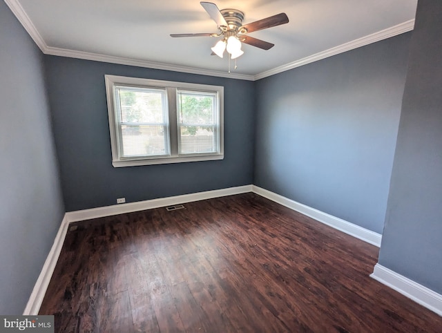 1625 Spruce, Baltimore City, MD 21226 - empty room featuring ceiling fan, dark wood-type flooring, and ornamental molding