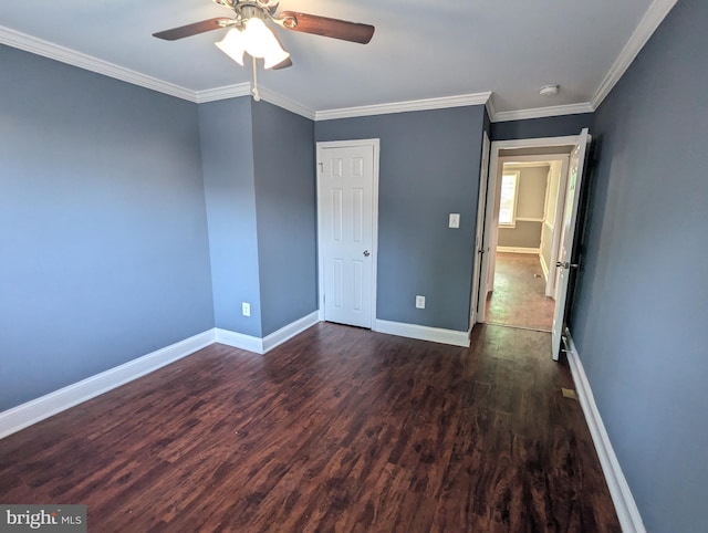 1625 Spruce, Baltimore City, MD 21226 - unfurnished bedroom with wood finished floors, crown molding, and a ceiling fan