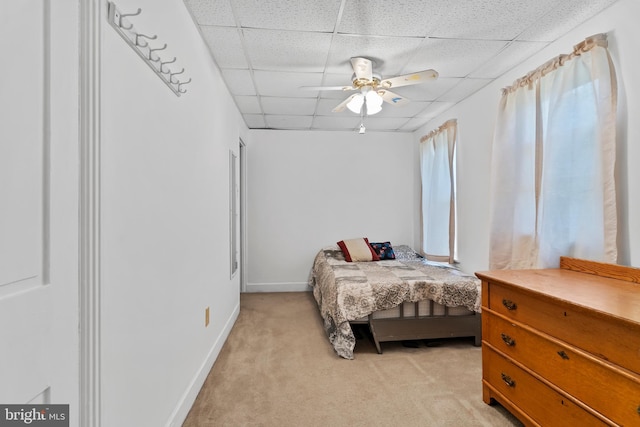 121 Spruce St, Carlisle, PA 17013 - bedroom with a drop ceiling, light colored carpet, and a ceiling fan