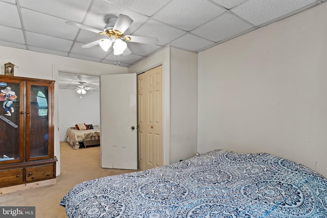 121 Spruce St, Carlisle, PA 17013 - carpeted bedroom with a paneled ceiling and ceiling fan