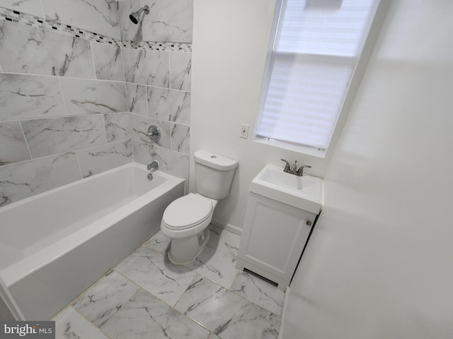 1703 Baker St, Baltimore, MD 21217 - bathroom with shower / bathtub combination, vanity, and marble finish flooring