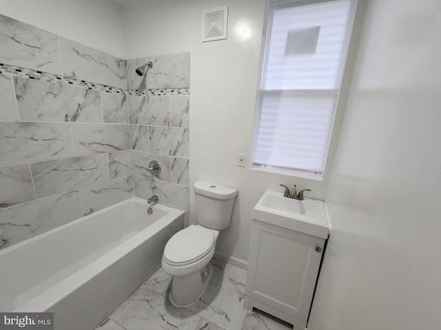 1703 Baker St, Baltimore, MD 21217 - full bathroom featuring bathing tub / shower combination, vanity, and marble finish flooring
