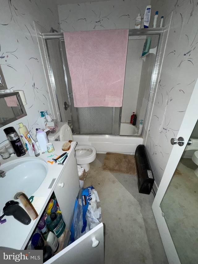 6309 Red Cedar Pl Unit 104, Baltimore, MD 21209 - bathroom with vanity, enclosed tub / shower combo, and concrete flooring