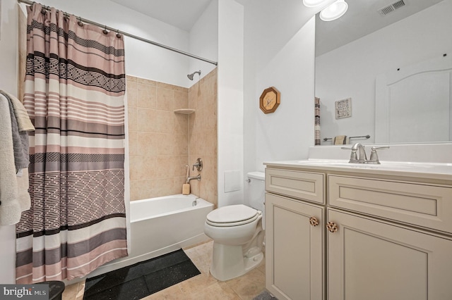 147 Candor Ln, Dover, DE 19901 - bathroom featuring vanity, shower / bath combo with shower curtain, and tile patterned floors