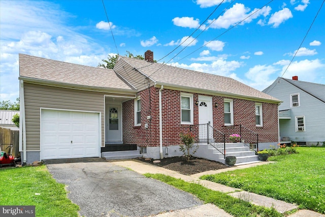 522 E Simpson St, Mechanicsburg, PA 17055 - view of front facade featuring an attached garage, a front yard, a chimney, driveway, and roof with shingles