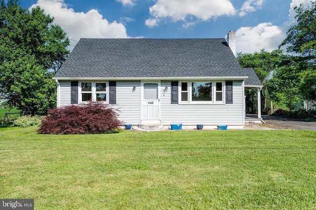 416 Colebrookdale Rd, Boyertown, PA 19512 - cape cod house with a chimney, a front lawn, and a shingled roof