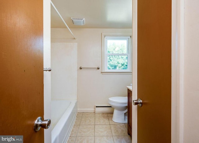 416 Colebrookdale Rd, Boyertown, PA 19512 - bathroom featuring a baseboard heating unit, vanity, tile patterned floors, and shower / washtub combination