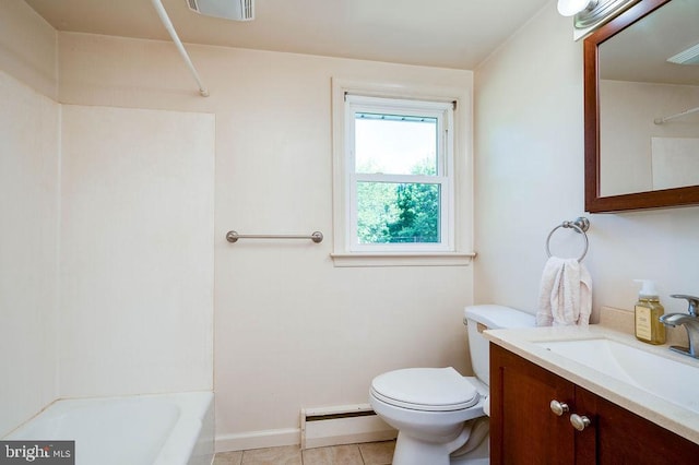 416 Colebrookdale Rd, Boyertown, PA 19512 - bathroom featuring baseboard heating, vanity, shower / tub combination, and tile patterned flooring