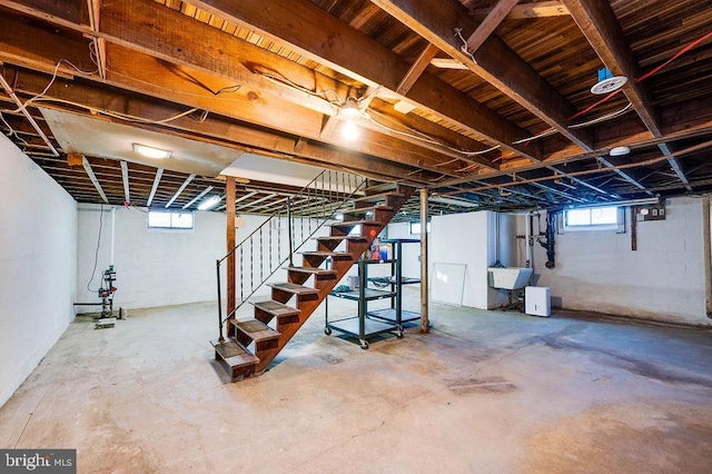 416 Colebrookdale Rd, Boyertown, PA 19512 - below grade area featuring stairway and a sink