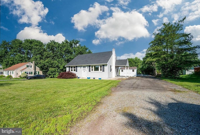 416 Colebrookdale Rd, Boyertown, PA 19512 - view of front of home with a chimney, driveway, a front lawn, and a shingled roof