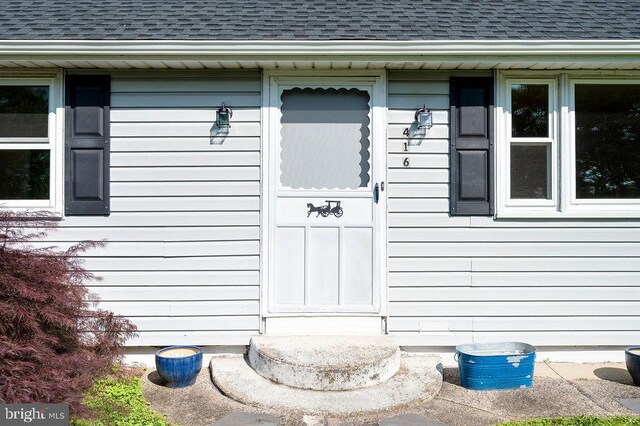 416 Colebrookdale Rd, Boyertown, PA 19512 - view of exterior entry with a shingled roof