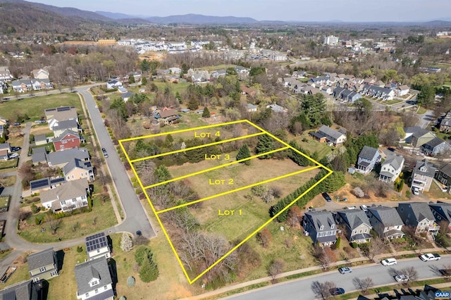 3 Rothwell Ln Lot 3, Crozet, VA 22932 - aerial perspective of suburban area with property boundaries highlighted and a mountainous background