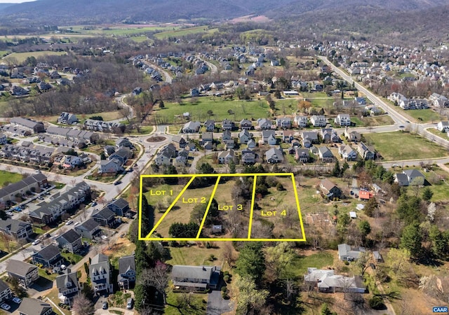 3 Rothwell Ln Lot 3, Crozet, VA 22932 - aerial perspective of suburban area with property boundaries highlighted and a mountainous background