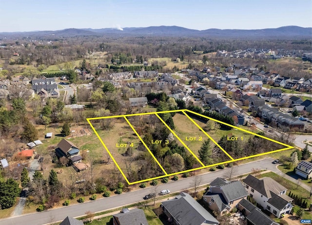 3 Rothwell Ln Lot 3, Crozet, VA 22932 - aerial perspective of suburban area with a mountainous background and property boundaries highlighted