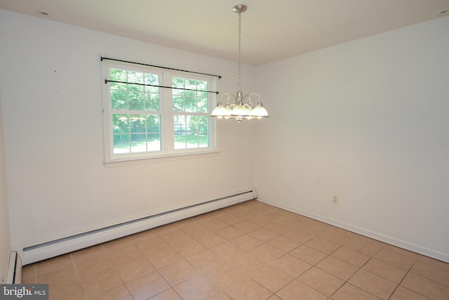 2 Broadale Rd, Doylestown, PA 18901 - spare room with a baseboard radiator, a chandelier, and light tile patterned flooring